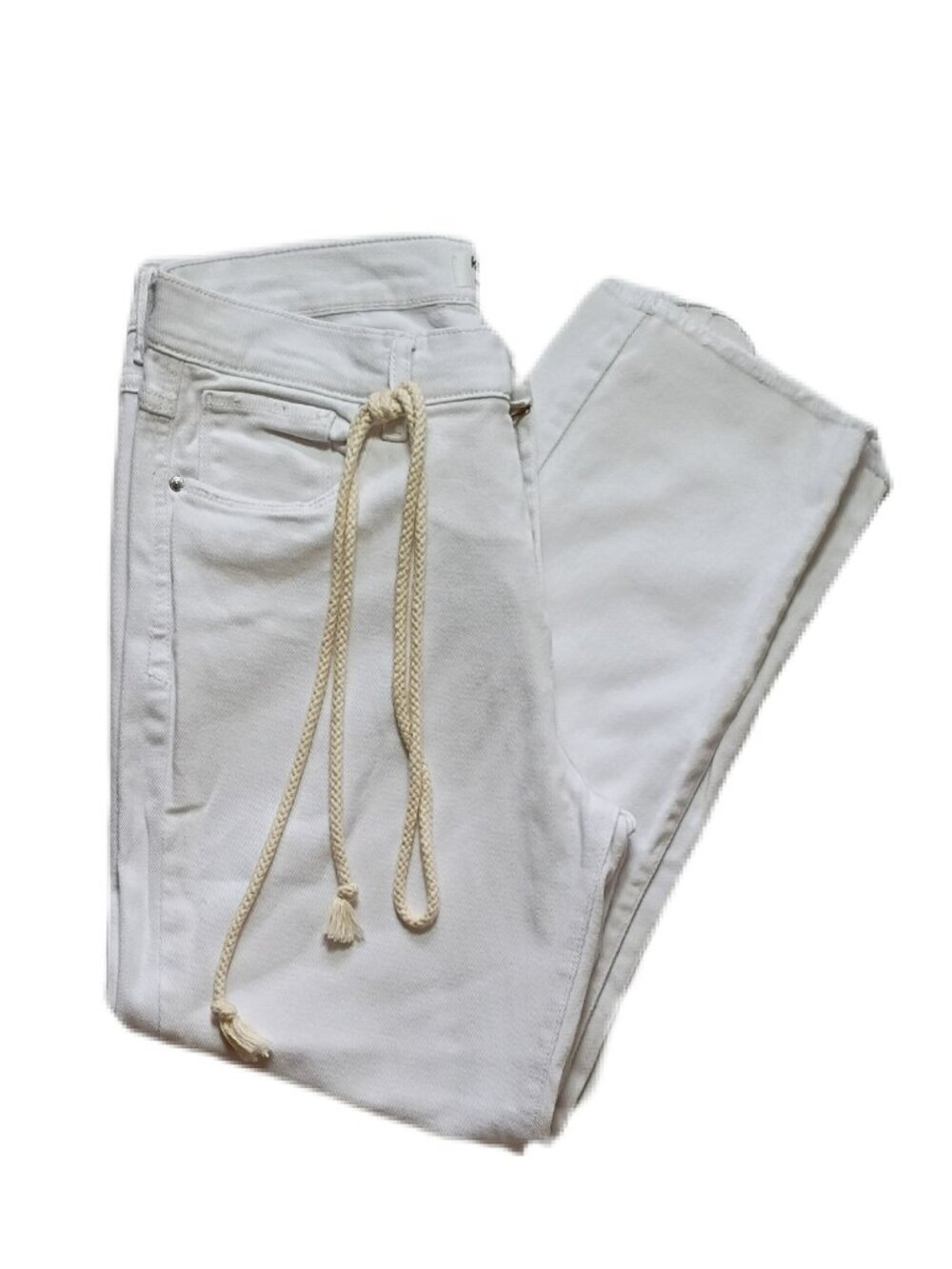 Kensie White Denim Jeans w/ Rope Belt – Coastal Chic